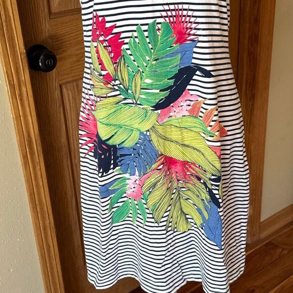 TOMMY BAHAMA Striped Floral Sunset Shadow T-Shirt Short Sleeve Dress - Picture 3 of 10